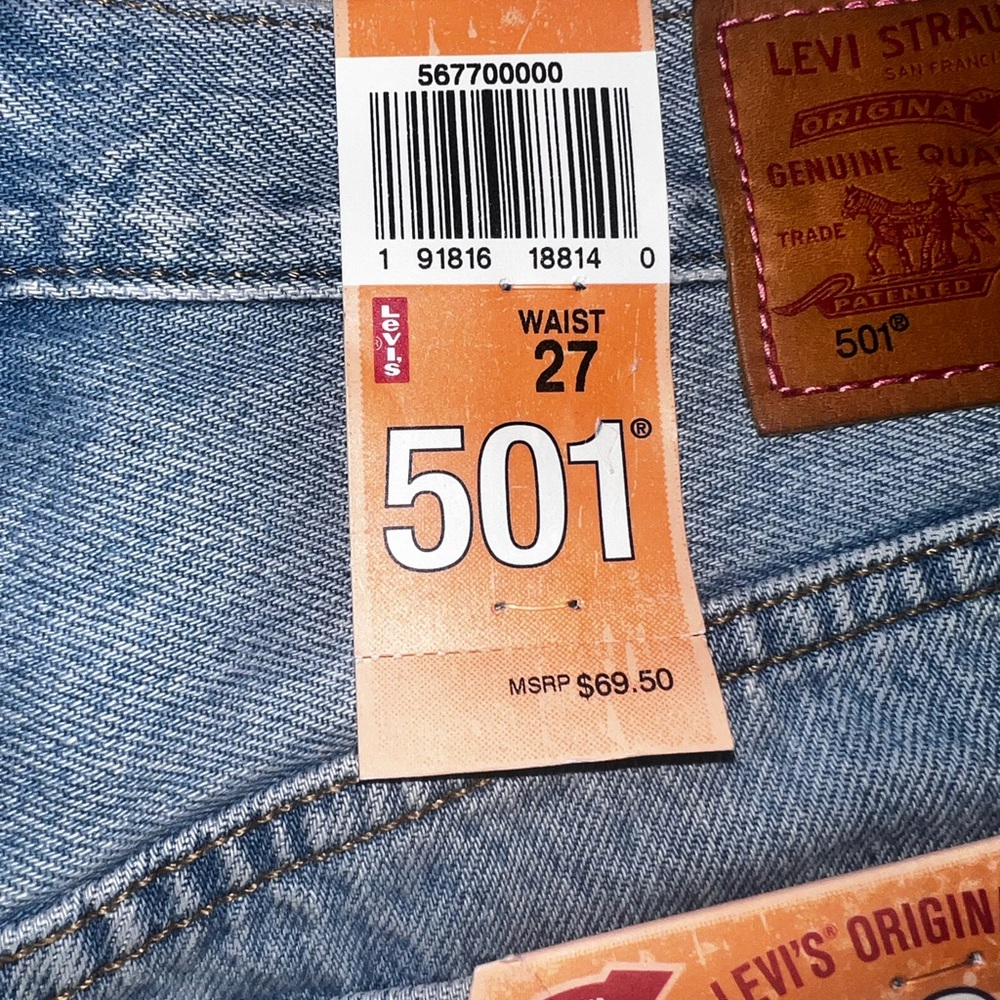 Levi's Blue Denim Jeans - 501 - Picture 3 of 4